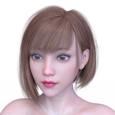 Kadının yüzünün 3d Cg render