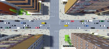 Şehir scape 3d Cg render