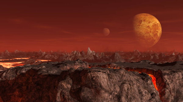 3D CG rendering of wilderness. Elements of this Image Furnished By NASA.