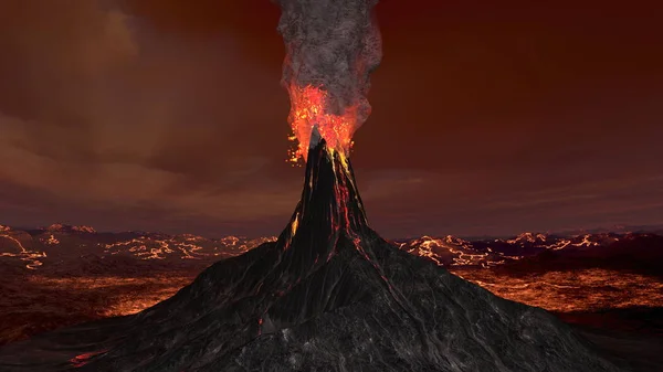 火山的3Dcg渲染 — 图库照片