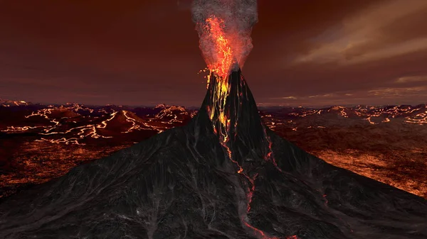 火山的3Dcg渲染 — 图库照片