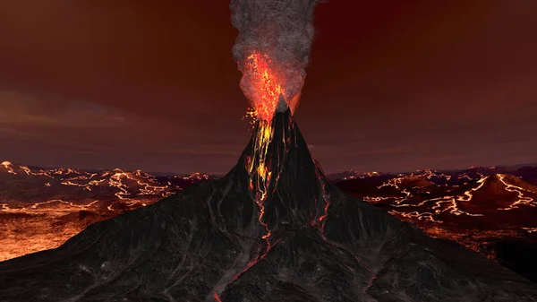 火山的3Dcg渲染 — 图库照片