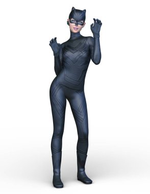 Kedi kadının 3d Cg render