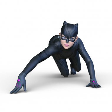 Kedi kadının 3d Cg render