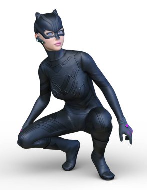 Kedi kadının 3d Cg render