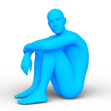 Mavi adam 3d Cg render