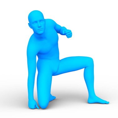 Mavi adam 3d Cg render