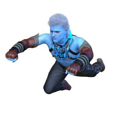 Mavi adam 3d Cg render