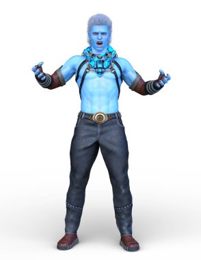 Mavi adam 3d Cg render
