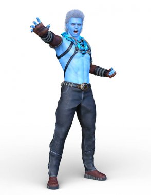 Mavi adam 3d Cg render