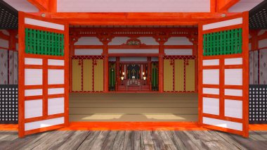 Shinto tapınağın 3D CG render
