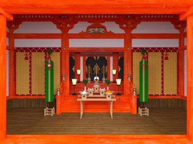 Shinto tapınağın 3D CG render