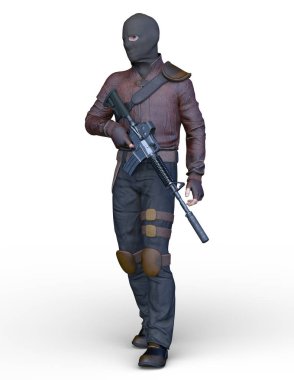 Maskeli adamın 3d Cg render