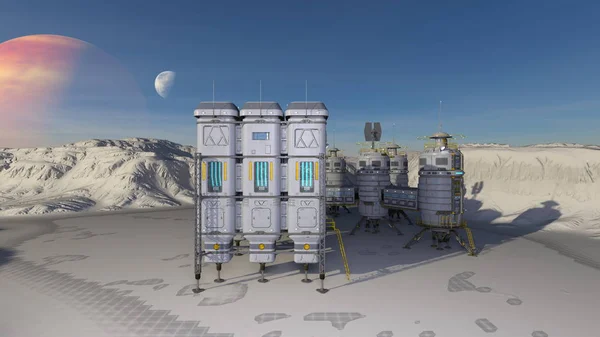 太空飞船的3Dcg渲染 此图像的元素由美国宇航局提供 — 图库照片