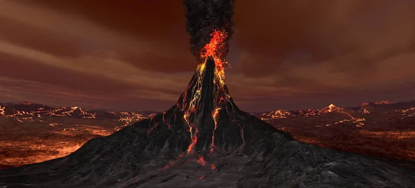 Renderização Vulcão — Fotografia de Stock
