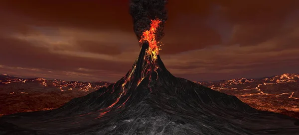 Renderização Vulcão — Fotografia de Stock