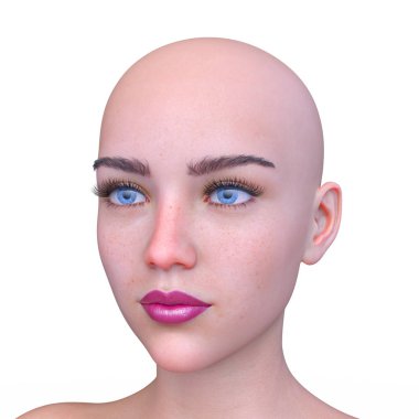 Kadının yüzünün 3d Cg render