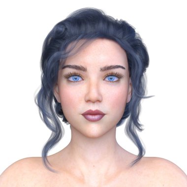 Kadının yüzünün 3d Cg render