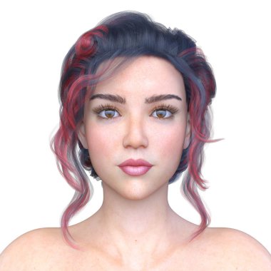 Kadının yüzünün 3d Cg render