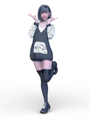 3D cg işleme bir kostüm kız