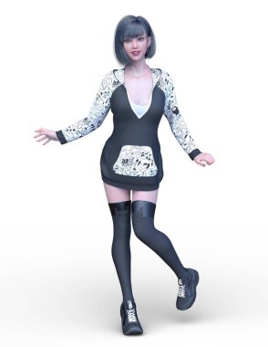 3D cg işleme bir kostüm kız
