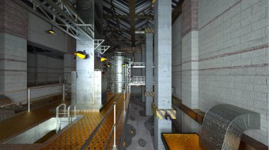 Kalıntıları fabrika 3d Cg render