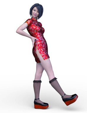 3D cg işleme bir kostüm kız