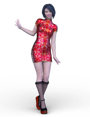 3D cg işleme bir kostüm kız