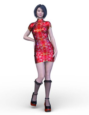 3D cg işleme bir kostüm kız