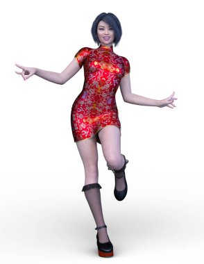 3D cg işleme bir kostüm kız