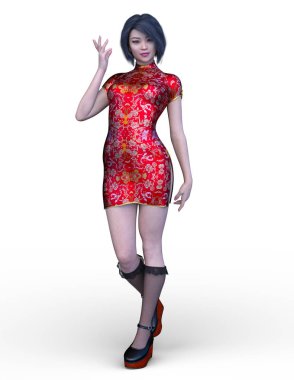 3D cg işleme bir kostüm kız