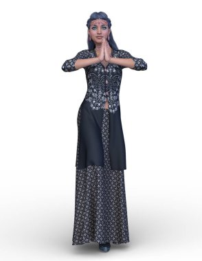 3D cg işleme bir kostüm kız