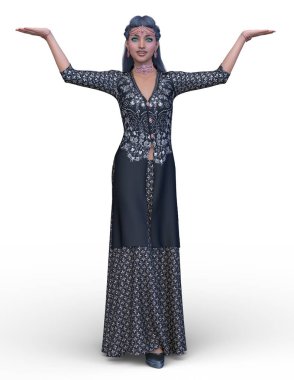 3D cg işleme bir kostüm kız