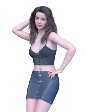 3D cg işleme bir kostüm kız