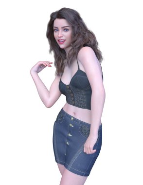 3D cg işleme bir kostüm kız