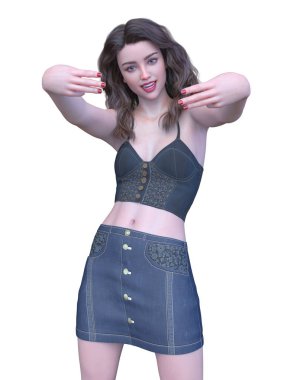 3D cg işleme bir kostüm kız