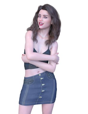 3D cg işleme bir kostüm kız