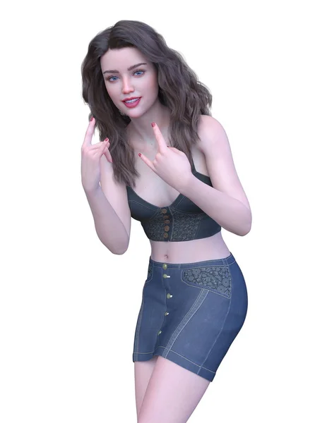 Rendering Costume Girl — Stock Photo, Image