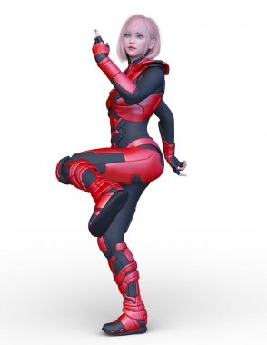 3D cg işleme bir kostüm kız