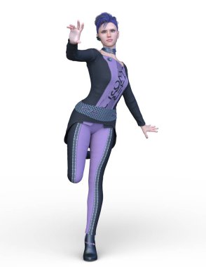 3D cg işleme bir kostüm kız