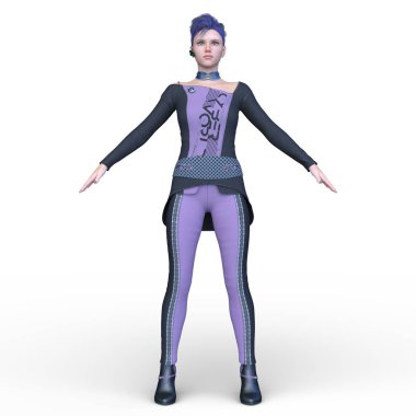 3D cg işleme bir kostüm kız