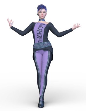 3D cg işleme bir kostüm kız