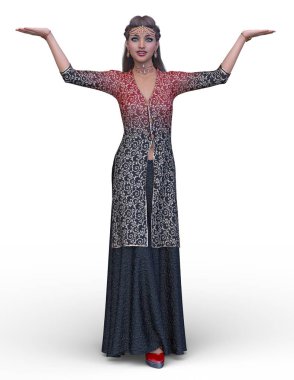 Hintli kadının 3d Cg render