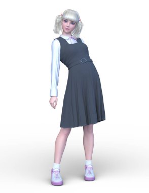 3D cg işleme bir kostüm kız