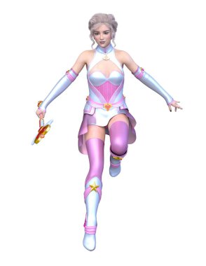 3D cg işleme bir kostüm kız