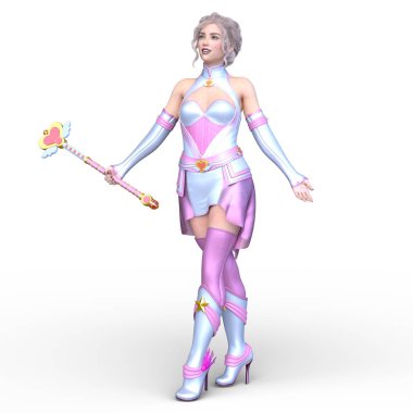 3D cg işleme bir kostüm kız