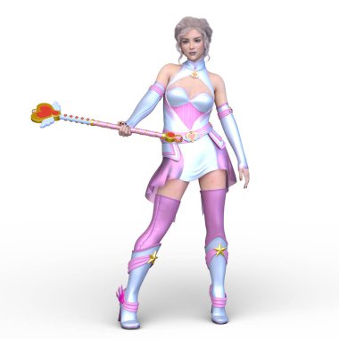 3D cg işleme bir kostüm kız