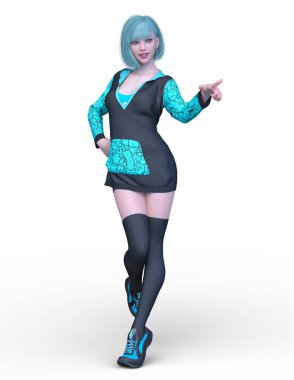 3D cg işleme bir kostüm kız