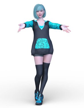 3D cg işleme bir kostüm kız