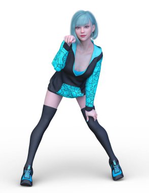 3D cg işleme bir kostüm kız